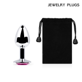 Серебристая анальная пробка с малиновым кристаллом - 7,2 см. - Anal Jewelry Plug - купить с доставкой в Кисловодске