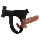 Страпон с вагинальной пробкой и вибрацией Ultra Passionate Harness - 16 см. - Baile - купить с доставкой в Кисловодске