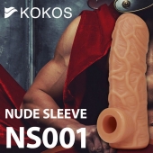 Телесная открытая насадка-реалистик с подхватом мошонки Nude Sleeve M - 12 см. - KOKOS - в Кисловодске купить с доставкой