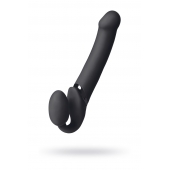 Черный безремневой вибрострапон Vibrating Bendable Strap-On L - Strap-on-me - купить с доставкой в Кисловодске