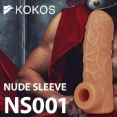 Телесная открытая насадка-реалистик с подхватом мошонки Nude Sleeve S - 10 см. - KOKOS - в Кисловодске купить с доставкой