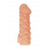 Телесная закрытая насадка с пучками шишечек Cock Sleeve Size L - 17,6 см. - KOKOS - в Кисловодске купить с доставкой