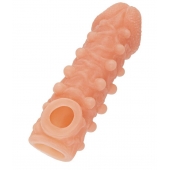 Телесная закрытая насадка с шариками Cock Sleeve Size L - 17,6 см. - KOKOS - в Кисловодске купить с доставкой