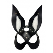 Черная маска зайки с белым мехом на ушках Miss Bunny - БДСМ Арсенал - купить с доставкой в Кисловодске