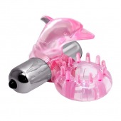 Розовое виброкольцо-дельфин с шипами - Baile - в Кисловодске купить с доставкой