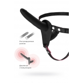 Черный страпон на ремнях с вагинальной пробкой - 15 см. - ToyFa - купить с доставкой в Кисловодске