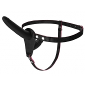 Черный страпон на ремнях с вагинальной пробкой - 15 см. - ToyFa - купить с доставкой в Кисловодске