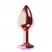 Пробка цвета розового золота с лиловым кристаллом Diamond Quartz Shine L - 8,3 см. - Lola Games - купить с доставкой в Кисловодске