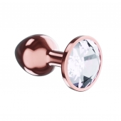 Пробка цвета розового золота с прозрачным кристаллом Diamond Moonstone Shine L - 8,3 см. - Lola Games - купить с доставкой в Кисловодске
