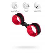 Красно-черные велюровые наручники Anonymo - ToyFa - купить с доставкой в Кисловодске