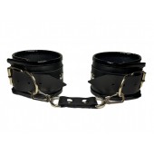 Черные наручники из эко-кожи - БДСМ Арсенал - купить с доставкой в Кисловодске
