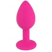 Розовая малая силиконовая пробка с прозрачным кристаллом - Свободный ассортимент