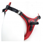 Красно-черный женский пояс с 2 способами крепления насадок - LOVETOY (А-Полимер) - купить с доставкой в Кисловодске