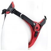 Красно-черный женский пояс с 2 способами крепления насадок - LOVETOY (А-Полимер) - купить с доставкой в Кисловодске