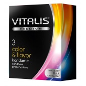 Цветные ароматизированные презервативы VITALIS PREMIUM color   flavor - 3 шт. - Vitalis - купить с доставкой в Кисловодске