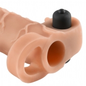 Телесная вибронасадка с кольцом Vibrating Real Feel 2 Extension - 16 см. - Pipedream - в Кисловодске купить с доставкой