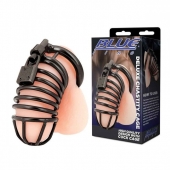 Черная металлическая клетка с замком Deluxe Chastity Cage - BlueLine - купить с доставкой в Кисловодске