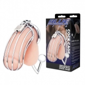 Серебристая металлическая клетка с анальным стимулятором Cock Cage - BlueLine - купить с доставкой в Кисловодске