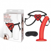 Красный поясной фаллоимитатор Red Heart Strap on Harness   5in Dildo Set - 12,25 см. - Lux Fetish - купить с доставкой в Кисловодске