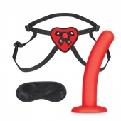 Красный поясной фаллоимитатор Red Heart Strap on Harness   5in Dildo Set - 12,25 см. - Lux Fetish - купить с доставкой в Кисловодске