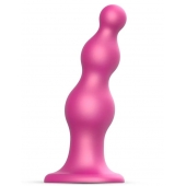 Розовая насадка Strap-On-Me Dildo Plug Beads size S - Strap-on-me - купить с доставкой в Кисловодске