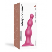 Розовая насадка Strap-On-Me Dildo Plug Beads size L - Strap-on-me - купить с доставкой в Кисловодске
