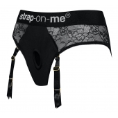 Черные трусики для насадок Diva Lingerie Harness - size S - Strap-on-me - купить с доставкой в Кисловодске