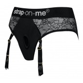 Черные трусики для насадок Diva Lingerie Harness - size L - Strap-on-me - купить с доставкой в Кисловодске