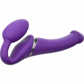 Фиолетовый безремневой вибрострапон Silicone Bendable Strap-On - size M - Strap-on-me - купить с доставкой в Кисловодске