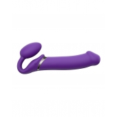 Фиолетовый безремневой вибрострапон Silicone Bendable Strap-On - size XL - Strap-on-me - купить с доставкой в Кисловодске