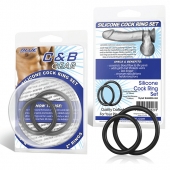 Набор из двух черных силиконовых колец разного диаметра SILICONE COCK RING SET - BlueLine - в Кисловодске купить с доставкой