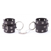 Черные кожаные наручники с люверсами - Crazy Handmade - купить с доставкой в Кисловодске