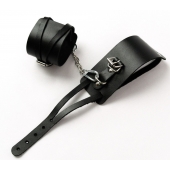 Черные кожаные оковы с креплением в виде веревочек - Crazy Handmade - купить с доставкой в Кисловодске