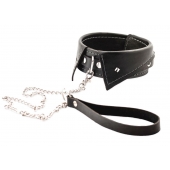 Черный ошейник-воротничок с металлическим поводком - Crazy Handmade - купить с доставкой в Кисловодске