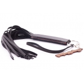 Черная кожаная плеть с удобной ручкой - 50 см. - Crazy Handmade - купить с доставкой в Кисловодске