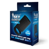 Черная открытая насадка на пенис с кольцом для мошонки XXXL-size - 9,9 см. - Sex Expert - в Кисловодске купить с доставкой