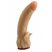 Телесная гелевая насадка-фаллос с клиторальными лепестками - 18,5 см. - LOVETOY (А-Полимер) - купить с доставкой в Кисловодске