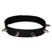 Узкий чёрный ошейник с шипами - Sitabella - купить с доставкой в Кисловодске