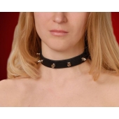 Узкий чёрный ошейник с шипами - Sitabella - купить с доставкой в Кисловодске