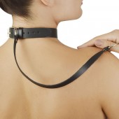 Зеленый меховой ошейник с кожаным поводком - Sitabella - купить с доставкой в Кисловодске