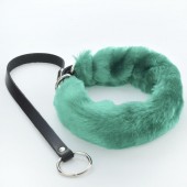 Зеленый меховой ошейник с кожаным поводком - Sitabella - купить с доставкой в Кисловодске