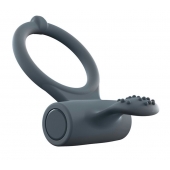 Серое перезаряжаемое эрекционное кольцо с вибрацией Power Clit - Dorcel - в Кисловодске купить с доставкой