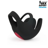 Черная вибронасадка на пенис и мошонку Sex Expert - Sex Expert - в Кисловодске купить с доставкой