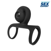 Черная вибронасадка на пенис Sex Expert - Sex Expert - в Кисловодске купить с доставкой