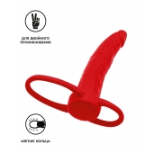 Красная насадка на пенис для двойного проникновения Black Red - 16,5 см. - ToyFa - купить с доставкой в Кисловодске