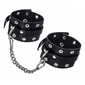 Черные кожаные однослойные оковы с люверсами - Pecado - купить с доставкой в Кисловодске