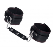 Черные кожаные однослойные оковы с контрастной строчкой - Pecado - купить с доставкой в Кисловодске