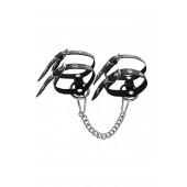 Черные однослойные кожаные оковы из двух ремешков - Pecado - купить с доставкой в Кисловодске