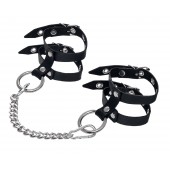 Черные однослойные кожаные оковы из двух ремешков - Pecado - купить с доставкой в Кисловодске