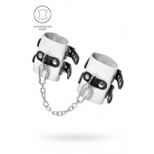 Бело-черные наручники с двумя ремешками и люверсами - Pecado - купить с доставкой в Кисловодске